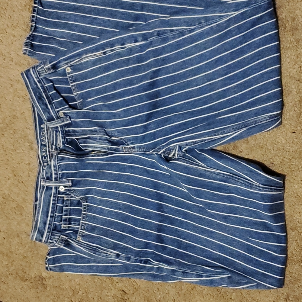 American Eagle white stripe jeans
